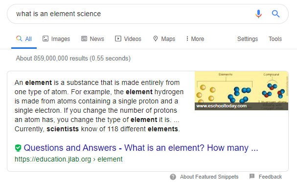 google's featured snippet