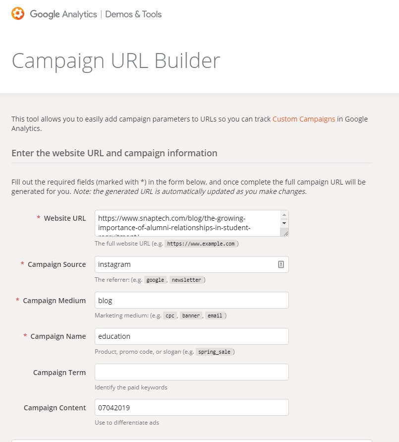 utm tag creation